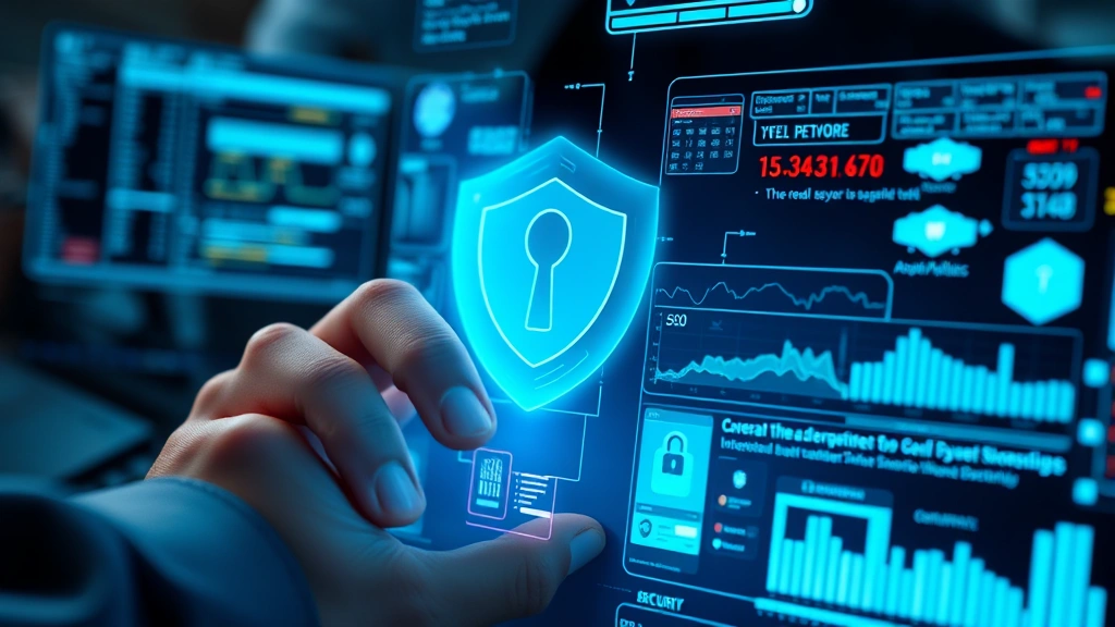 Close-up view of cybersecurity analyst hands working with advanced digital interface displaying real-time network traffic, threat signatures, and security analytics on translucent holographic-style displays
