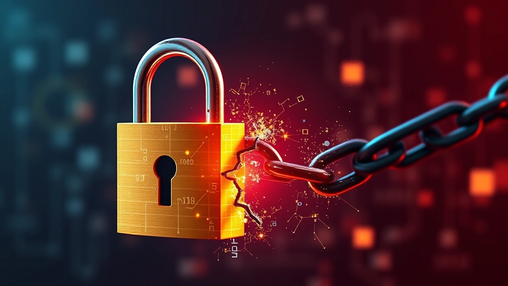 Digital representation of a padlock transforming into a broken chain, symbolizing the vulnerability and failure of weak password security systems against cyber attacks