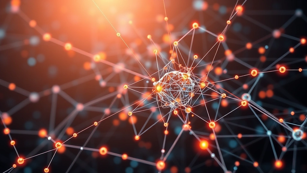 Photorealistic image of artificial intelligence concepts with neural networks, machine learning algorithms visualized as interconnected nodes and pathways, representing data analysis and threat pattern recognition in a futuristic cybersecurity context