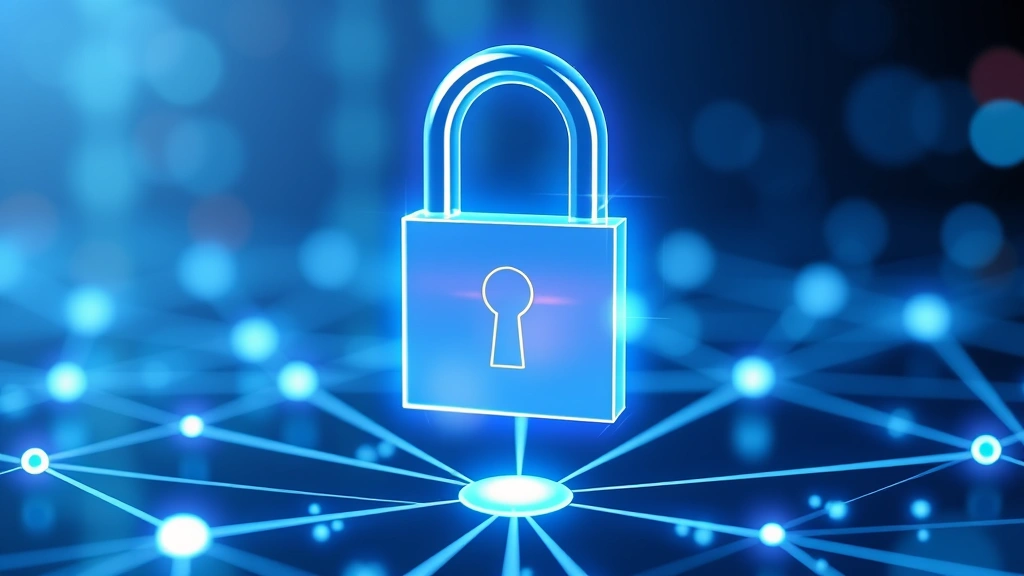 Padlock icon holographically displayed over wireless network connection visualization, representing encrypted data transmission and network security protection, abstract digital security concept