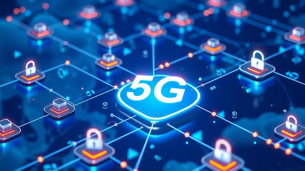 5G network infrastructure with interconnected nodes and security barriers, representing telecommunications security architecture and data protection mechanisms in cloud environment