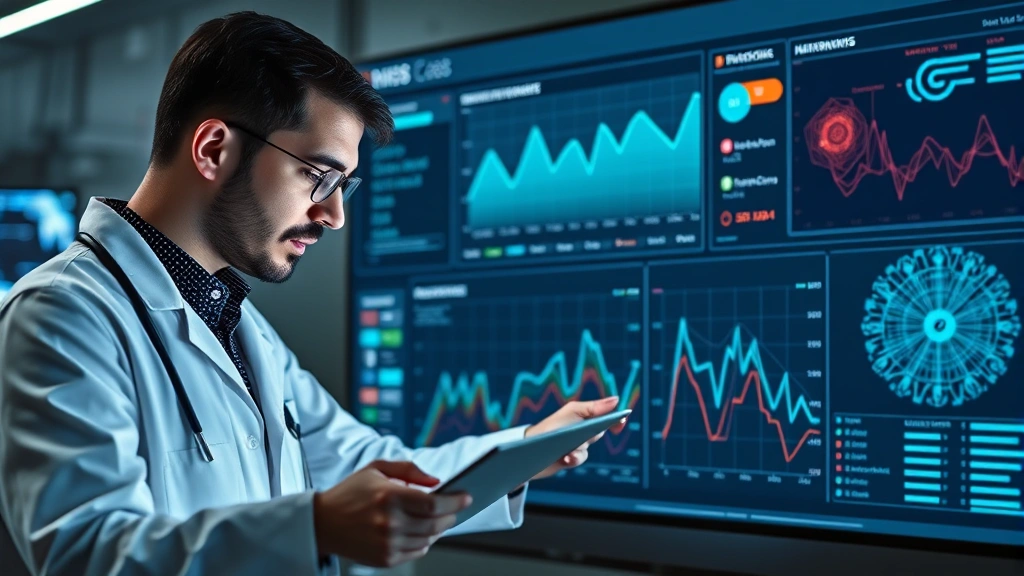 Data scientist examining machine learning models and behavioral analytics dashboard displaying email threat patterns, neural network visualizations, cloud security infrastructure