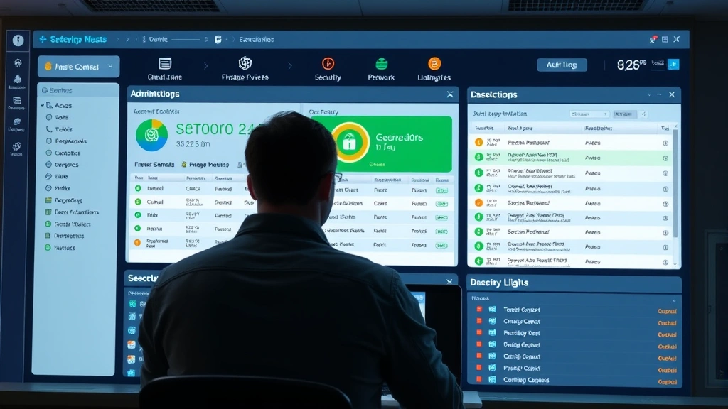 Network administrator managing access controls and permissions in a private package repository dashboard with multiple security indicators and audit logs visible