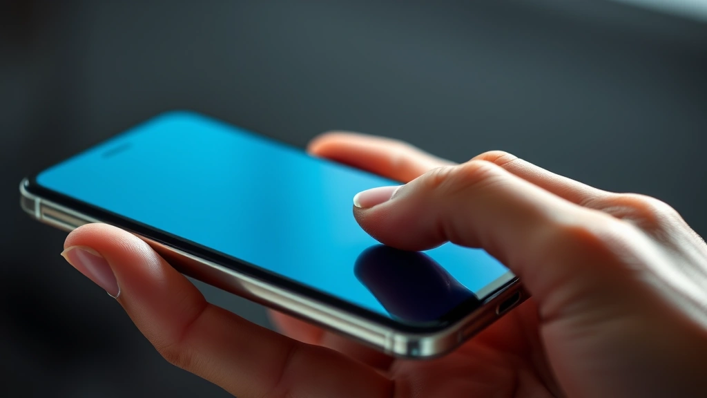 Close-up of a hand holding a smartphone with fingers positioned on screen edges, showing natural palm proximity to touchscreen, professional lighting highlighting potential accidental contact points