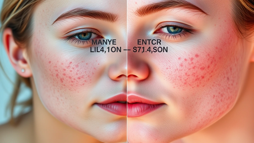 Split-screen comparison showing UV damage effects on unprotected acne-prone skin versus protected skin, microscopic view of skin barrier, photorealistic dermatological visualization