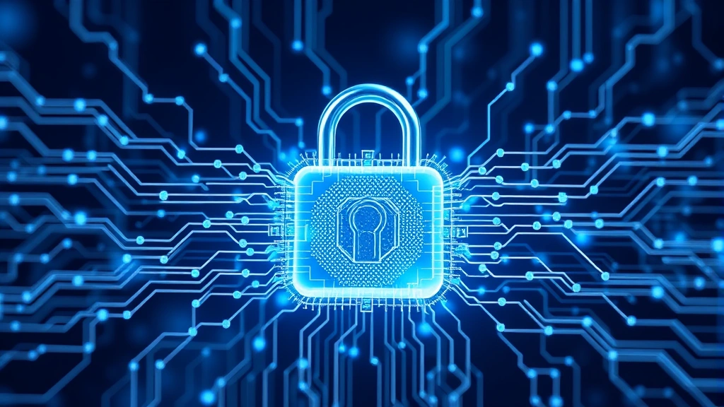 Digital security lock mechanism with interconnected nodes and flowing data streams, representing layered defense architecture and network protection, abstract visualization of cybersecurity barriers in blue and silver tones