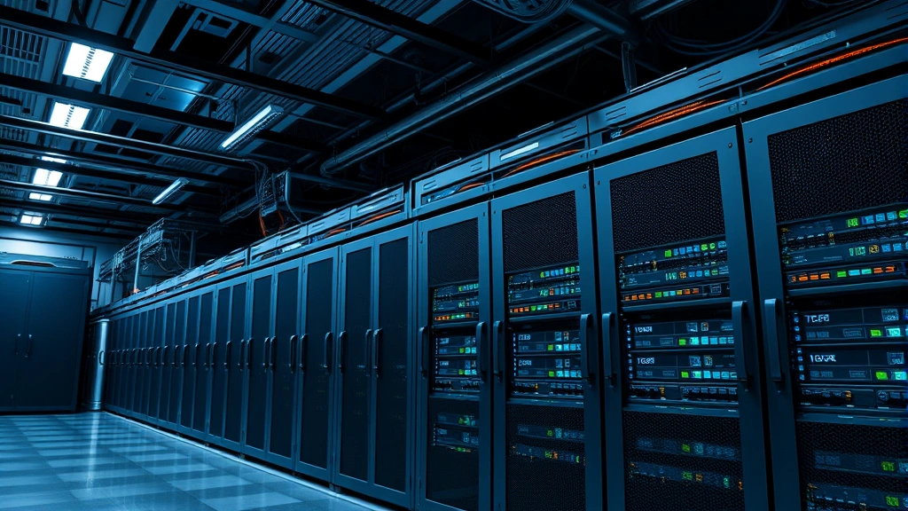 Enterprise data center with secure server infrastructure, network security equipment, and locked server cabinets representing protected Active Directory domain controllers in a hardened environment