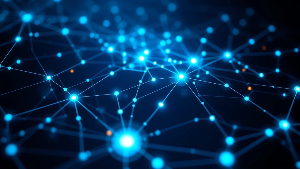 Digital network visualization with glowing nodes and interconnected pathways, representing real-time threat detection and continuous monitoring across infrastructure, dark blue and cyan color scheme, abstract cybersecurity concept