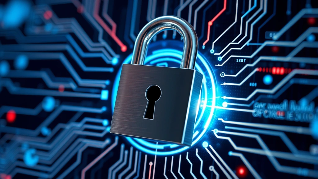 Close-up of secure digital lock mechanism with encrypted data streams flowing around it, representing license key security and account protection