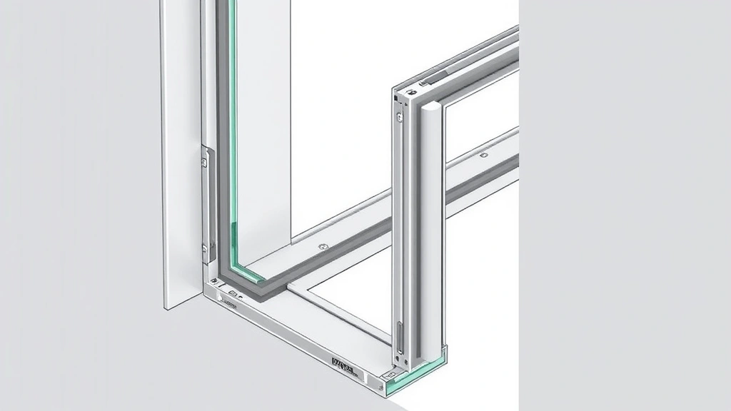 Cutaway view of properly installed steel security door frame with spacers visible at corners, showing alignment with wall structure and fastening hardware, technical illustration style, high detail