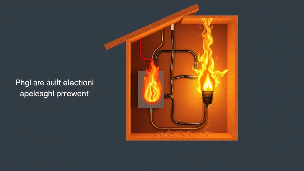 Cross-section diagram representation of an electrical fire risk in wall cavities, showing how arc fault protection prevents dangerous electrical discharge hazards in residential wiring