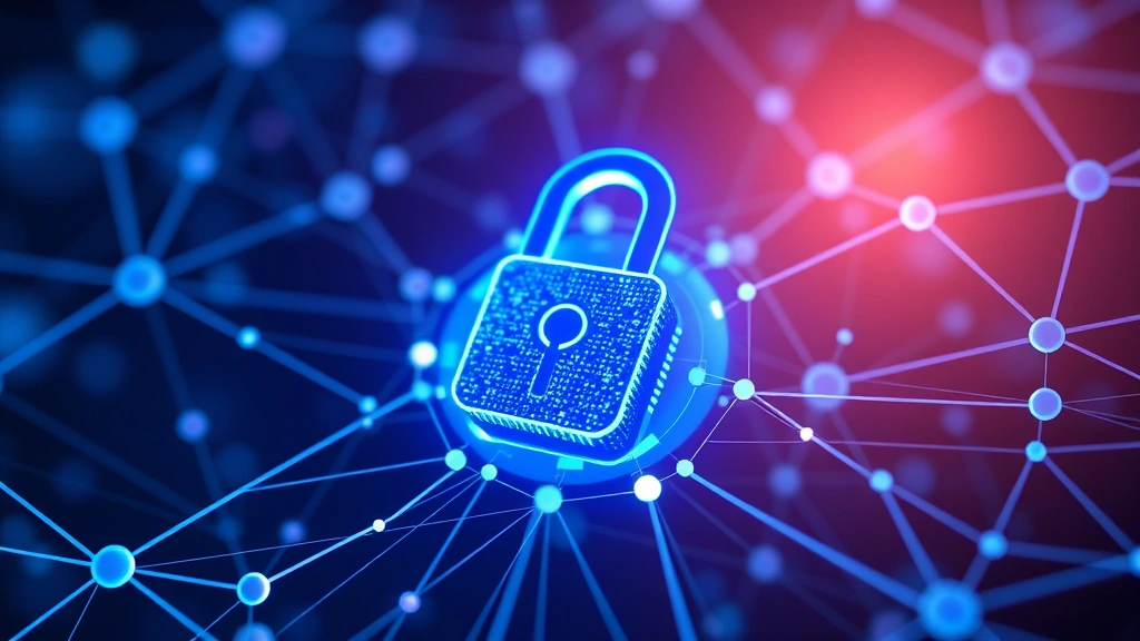 Digital padlock icon glowing with blue light surrounded by interconnected nodes and network security infrastructure, representing website protection and encrypted data transmission across internet