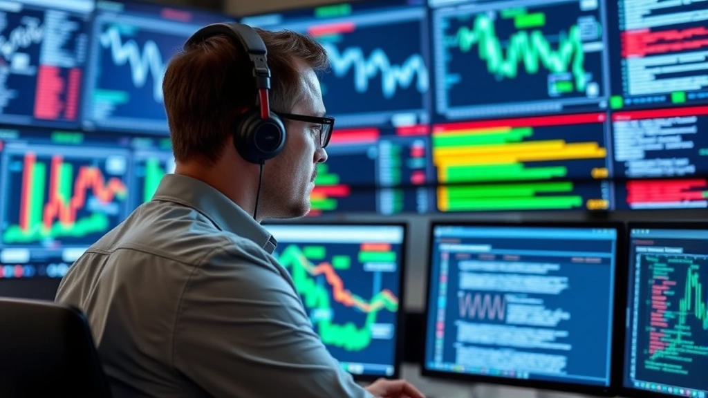 Professional cybersecurity analyst reviewing multiple security monitoring screens displaying network traffic patterns and threat detection alerts in a modern operations center