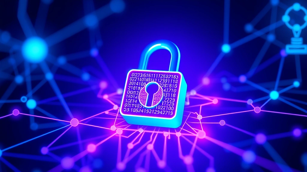 Digital padlock symbol with interconnected network nodes glowing in blue and purple, representing layered security architecture and defense-in-depth protection across multiple systems