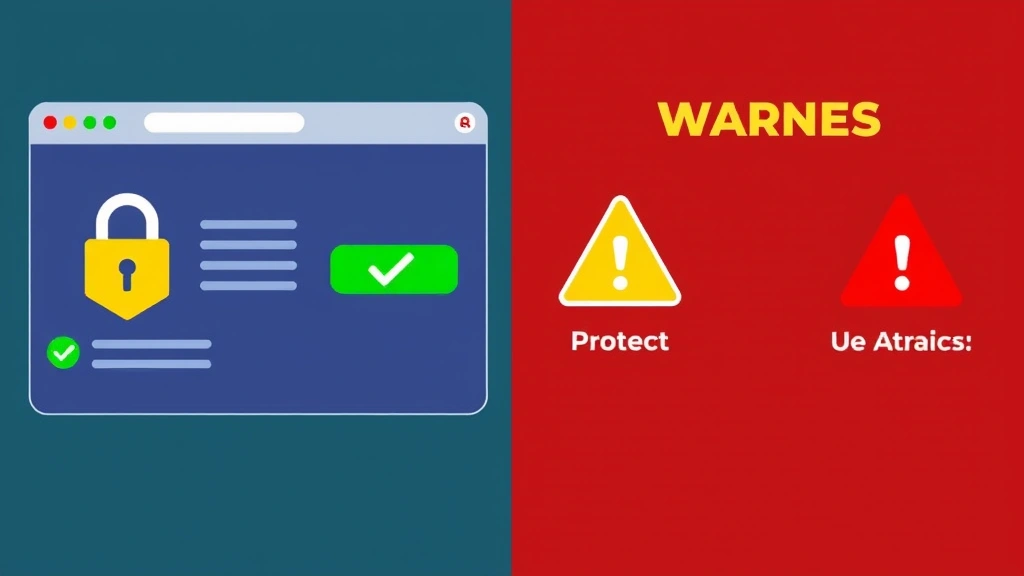 Split-screen comparison showing a secure banking interface on one side with green checkmarks and lock icons, contrasting with warning symbols and red alerts on the other side, illustrating protection versus threats