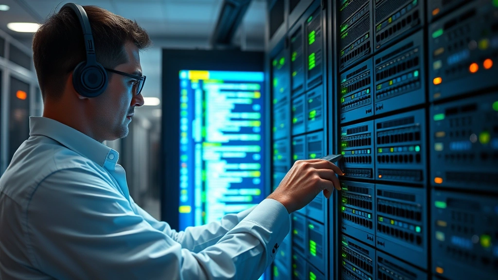 Professional network engineer configuring advanced firewall rules and access control lists on enterprise networking equipment in a data center environment