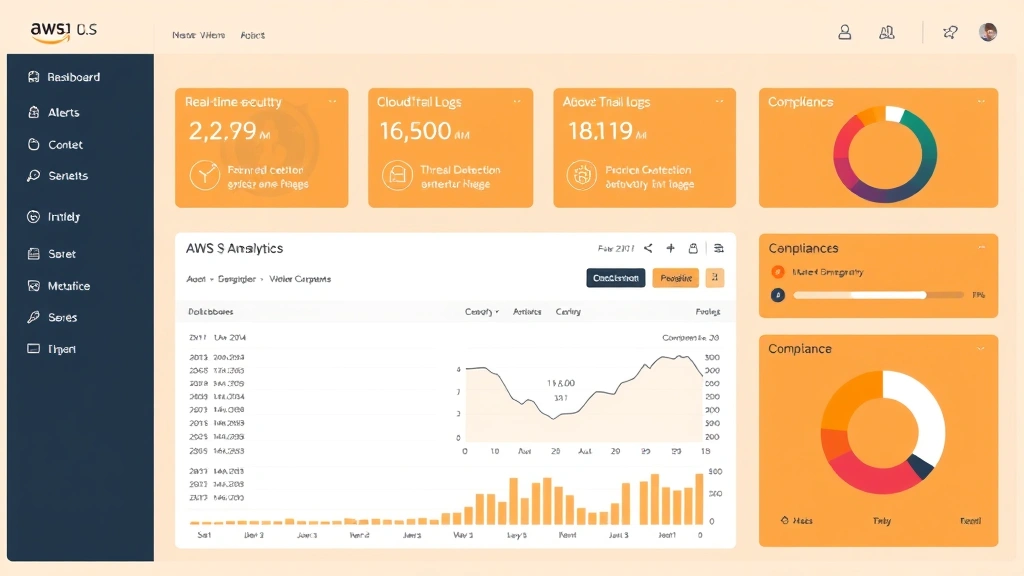Dashboard displaying real-time security monitoring alerts and CloudTrail logs for AWS S3 activity, professional analytics interface with threat detection visualizations and compliance indicators