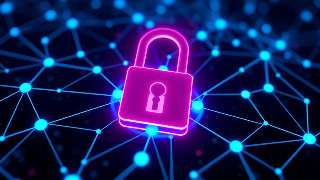 Padlock symbol integrated with digital network nodes and flowing data streams representing encryption and secure data transmission across interconnected systems with glowing blue connections
