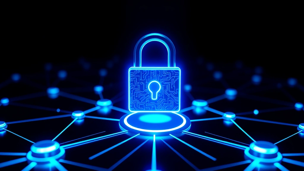 Digital padlock symbol with glowing blue security elements surrounding interconnected network nodes, representing zero trust architecture and data protection
