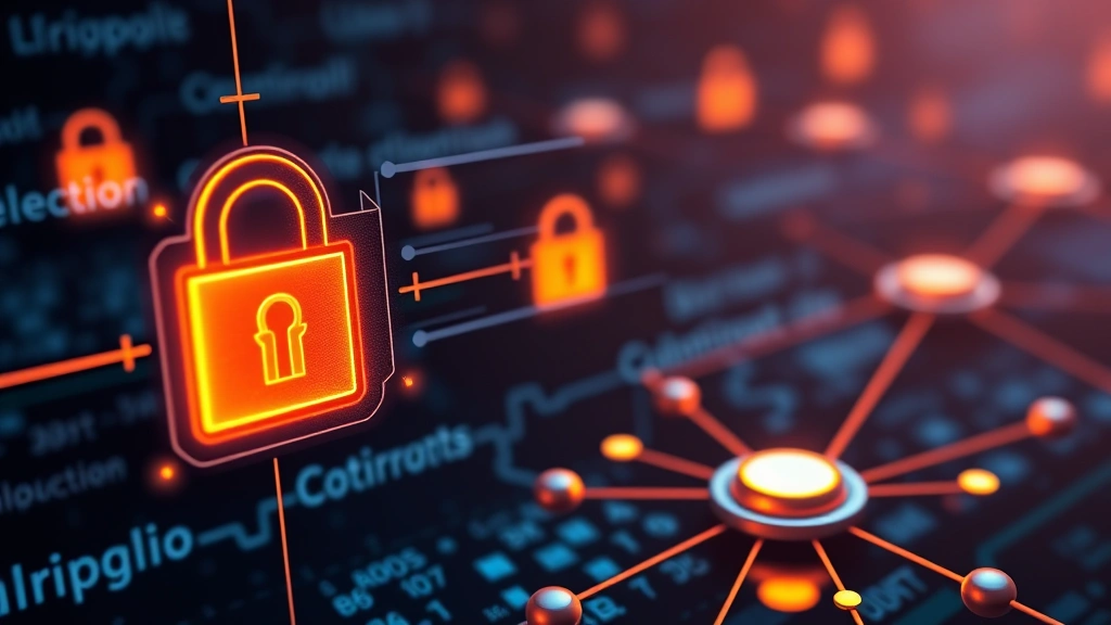 Digital representation of data protection with glowing lock symbols, encryption algorithms, and network nodes connected securely, showing layers of security defenses protecting central data repositories