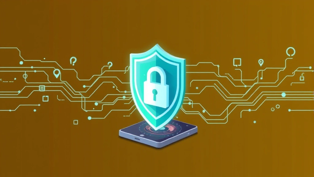 Digital illustration of security shield protecting smartphone with flowing data streams and lock symbols, representing Android security patch protection against threats