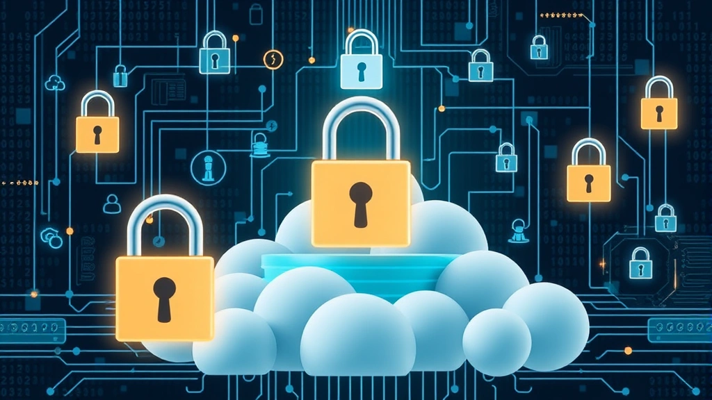 Data protection concept showing digital locks, encryption symbols, and secure cloud storage infrastructure with layered security visualization, no text or code