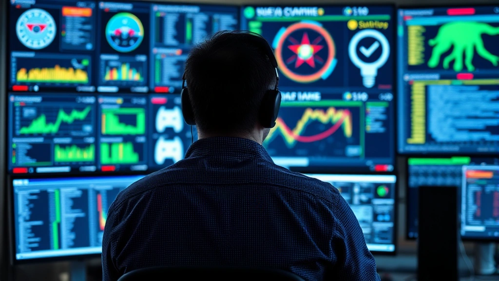 Network administrator monitoring multiple security feeds on dashboard displays, cybersecurity operations center aesthetic, professional security monitoring