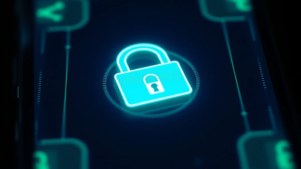 Close-up of a secure padlock icon glowing on a smartphone screen, representing encrypted secure shopping transactions, dark blue and green security theme, photorealistic modern technology aesthetic