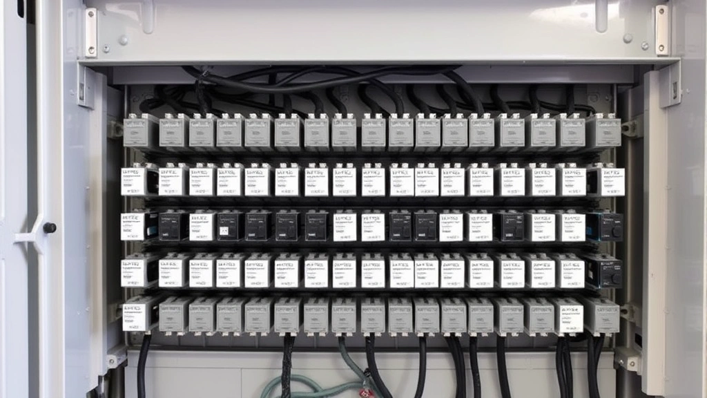 Electrical panel interior showing multiple AFCI circuit breakers installed in rows, professional installation quality, clear labeling visible, neutral background lighting highlighting device details