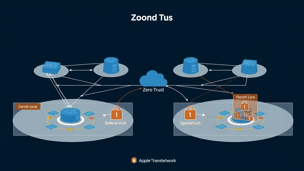 Advanced network infrastructure visualization showing interconnected nodes, data flows, and segmented security zones with protective barriers, representing Zero Trust architecture implementation and defense layers