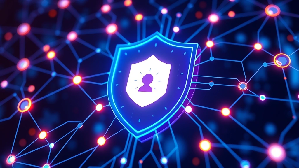 Digital shield protecting interconnected network nodes with glowing connections, representing cybersecurity defense mechanisms protecting data and infrastructure from attacks