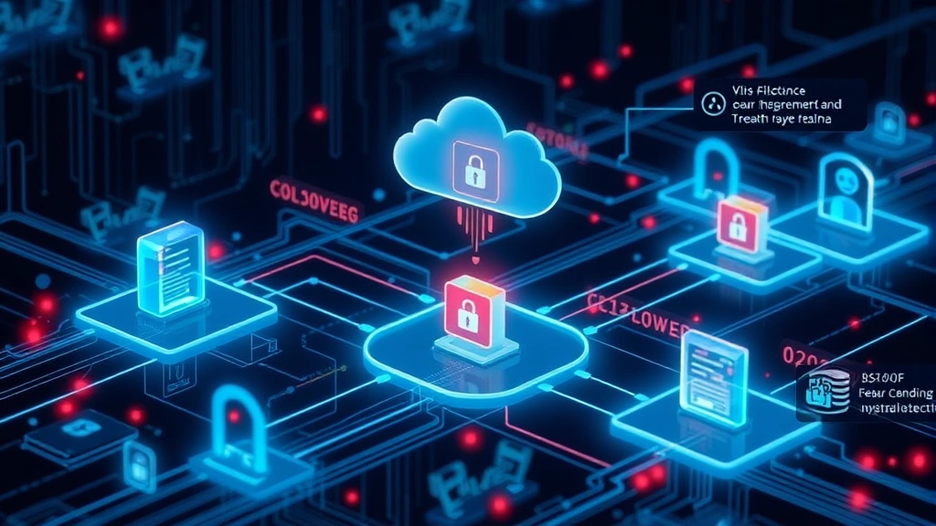 Network infrastructure visualization showing firewalls, endpoints, and security checkpoints protecting digital assets with flowing data streams and threat detection indicators in action