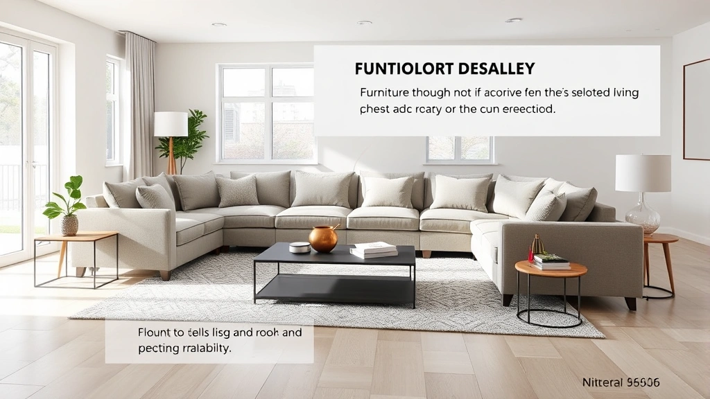 Professional living room with high-end sectional sofa in neutral tones, showing furniture durability and protection concept, natural lighting from windows, no people, photorealistic interior design setting