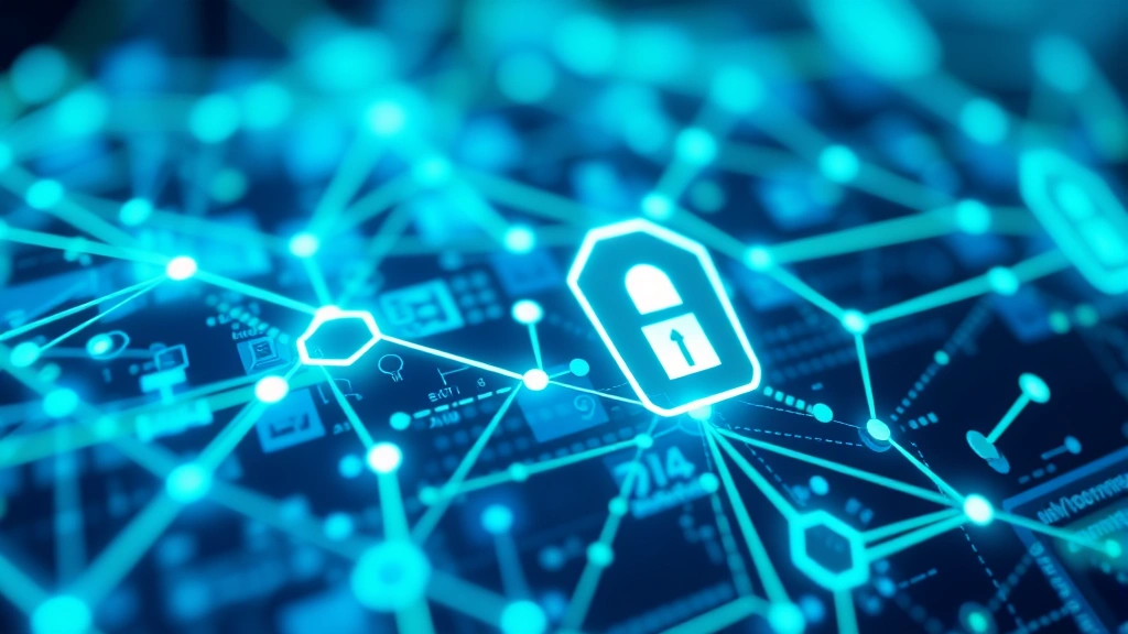 Close-up of digital security interface with glowing network nodes and protective barriers visualized in blue and green tones, representing integrated cyber protection systems