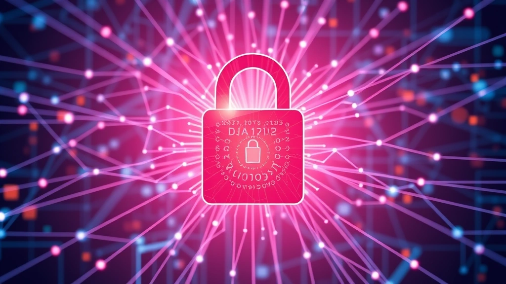 Digital padlock symbol overlaid on abstract network infrastructure, representing data encryption and protection, professional cybersecurity visualization, clean modern design without visible text or code