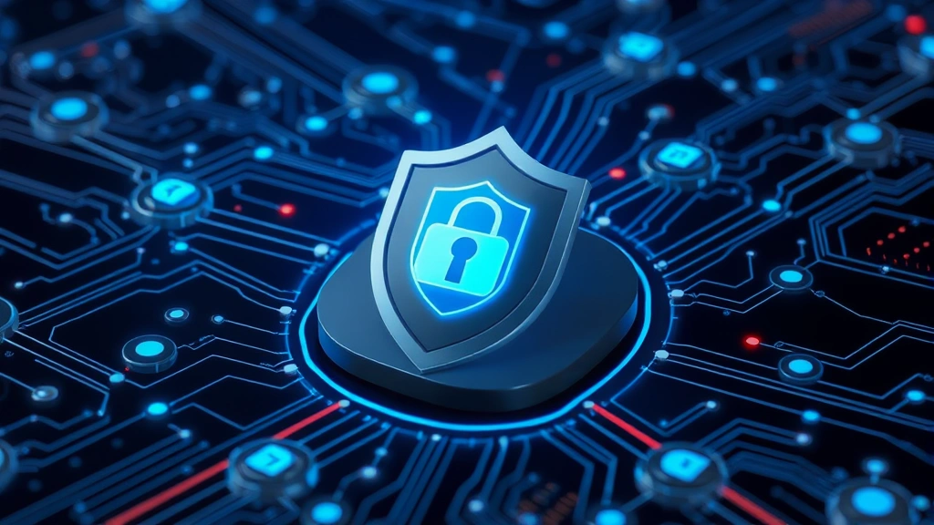 Digital security shield or protective barrier surrounding interconnected digital devices and network nodes, illustrating layered defense mechanisms with blue security highlights