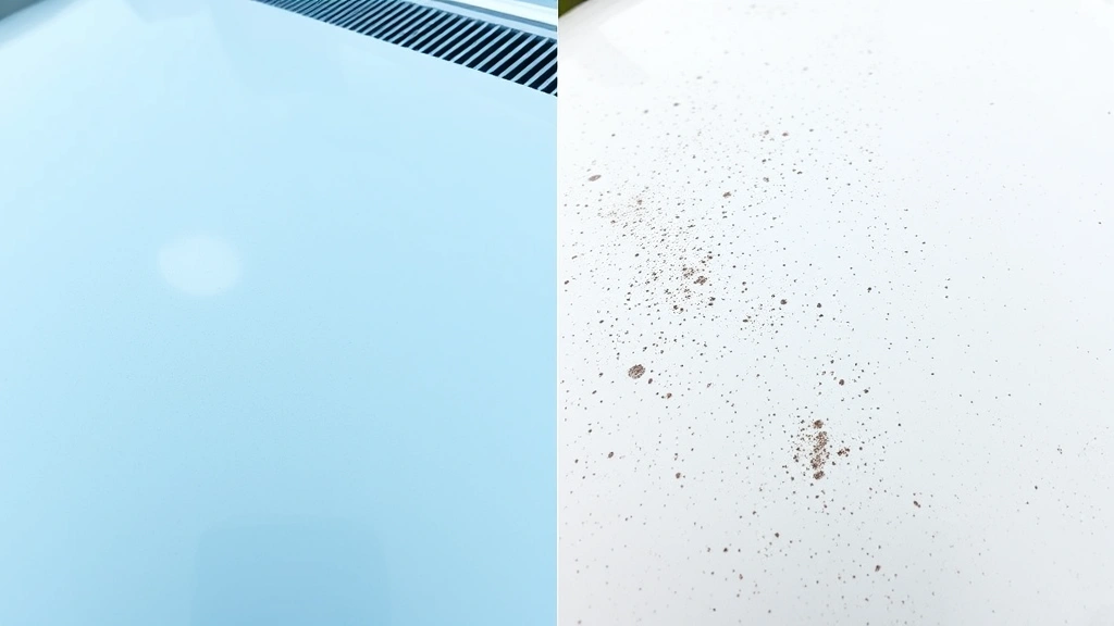 Comparison split-screen: protected paint surface on left showing mirror-like gloss versus unprotected oxidized paint on right with dull chalky appearance