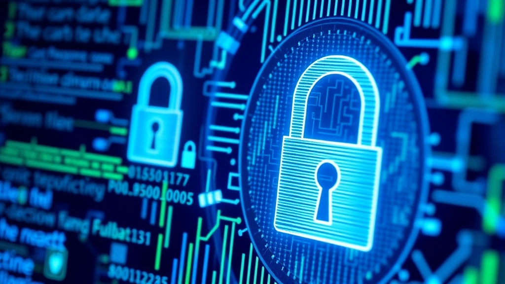 Close-up of encrypted data visualization with digital lock symbols protecting sensitive information on holographic display, blue and green security indicators