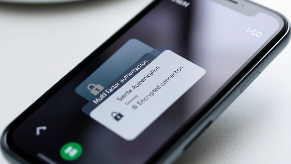 Close-up of secure banking transaction on smartphone with multi-factor authentication popup visible, showing digital security lock icon and encrypted connection indicators
