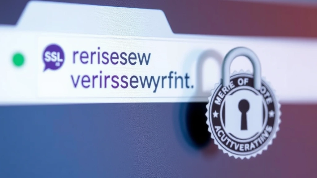 Close-up of verified SSL certificate padlock icon in browser address bar, authentication seal prominently displayed, trust indicators for secure online shopping