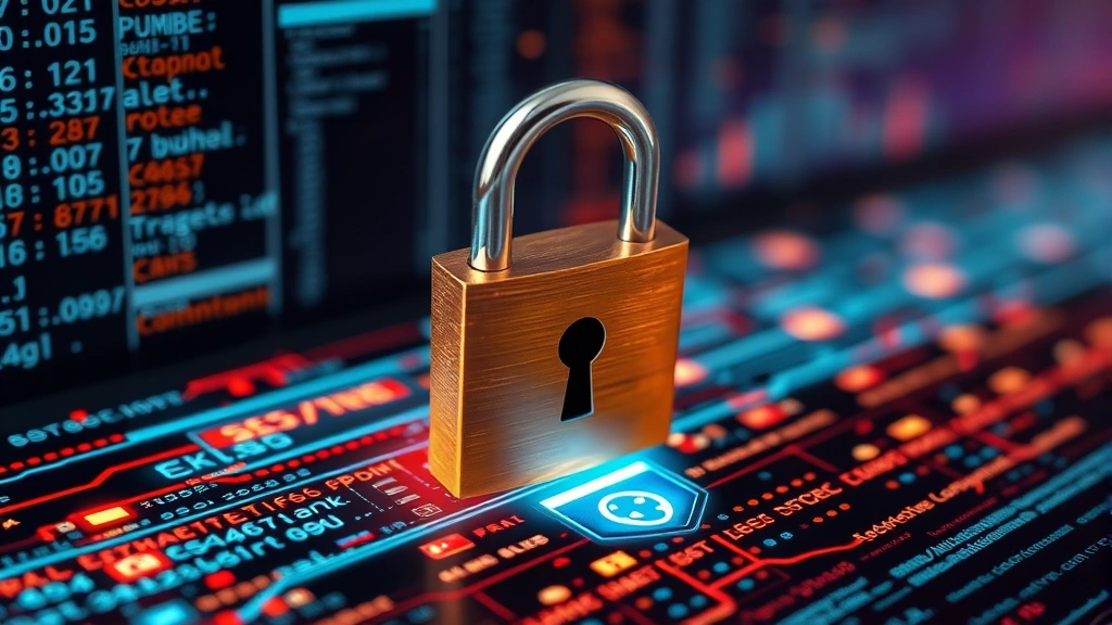 Detailed photorealistic image of a padlock being placed on a digital data stream with encryption symbols and security layers, representing data protection and encryption technology in action, no text or terminal windows