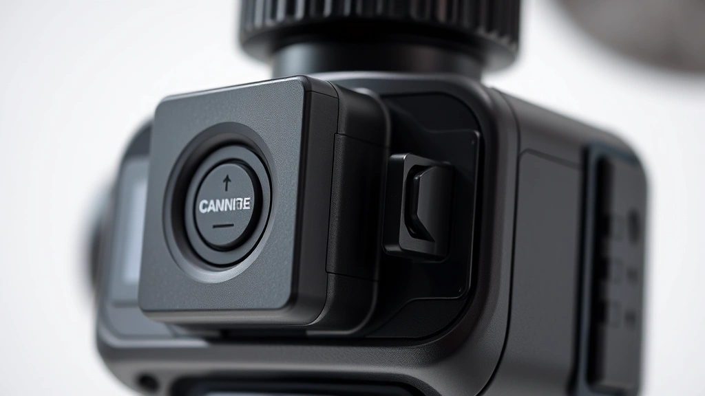 Close-up of advanced lithium-ion battery cell and charging port on modern security camera device, emphasizing technical components and durability with soft studio lighting and no visible text