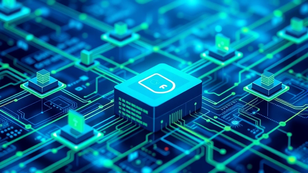 Network security infrastructure visualization showing interconnected nodes, firewalls, and data protection layers in abstract digital environment, blue and green color scheme