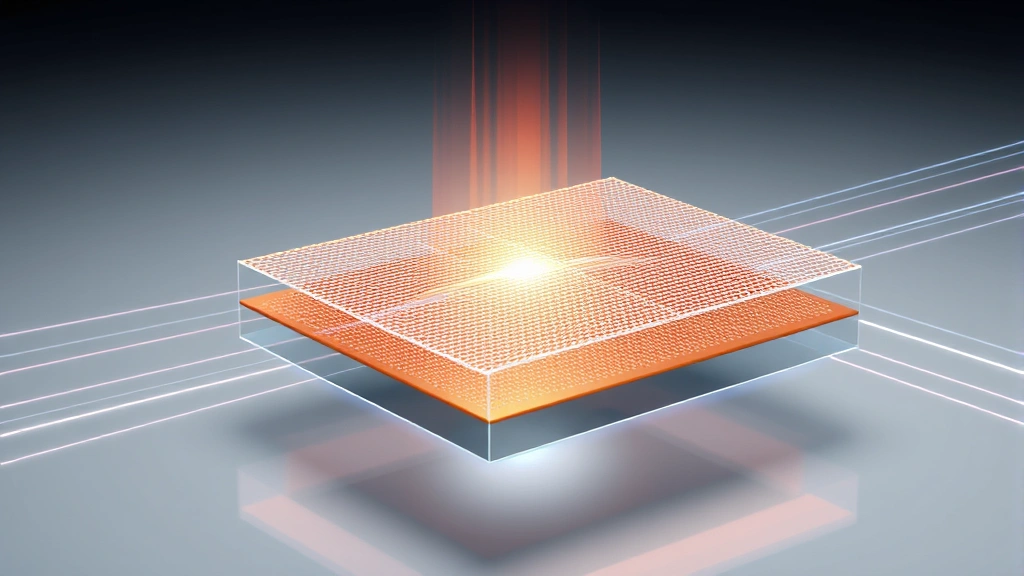 Cross-section diagram showing copper mesh shielding material layers with electromagnetic waves being reflected, scientific visualization, clean laboratory aesthetic, photorealistic material texture