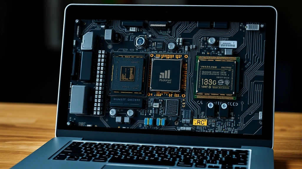 High-performance laptop with visible internal components showing multi-core processor and RAM modules, emphasizing hardware security architecture and computational power for cybersecurity operations
